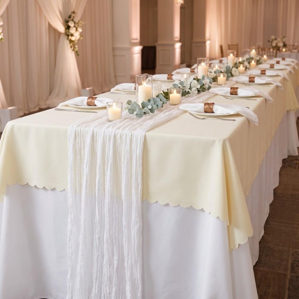 Polyester Fiber Cheesecloth Table Runner 90x400cm Pleated Table Runner Coffee Table