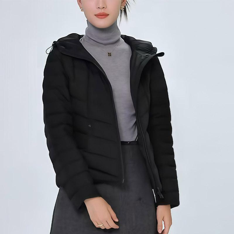 Down jacket women's short duck down ribs light autumn and winter new hooded thin coat