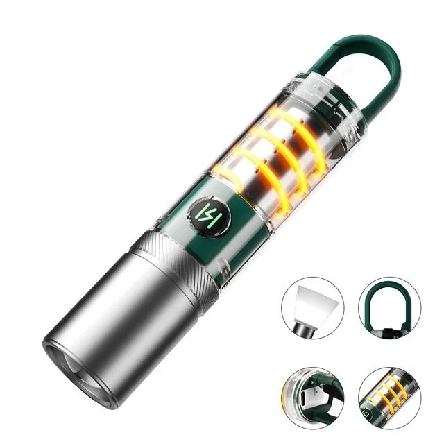 High Power Led Flashlights with COB Light Type-C Rechargeable Torch Zoomable Lamp for Outdoor Camping Fishing Emergency Lantern