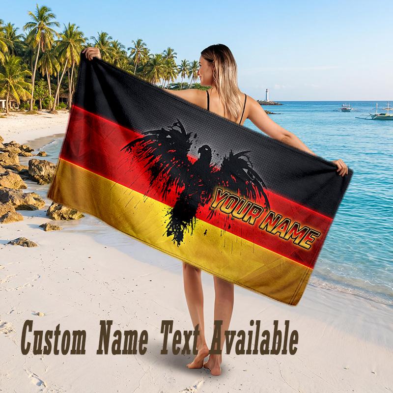 Germany National Football Team Design Beach Towel Custom Text Large Towel for Beach Vacation