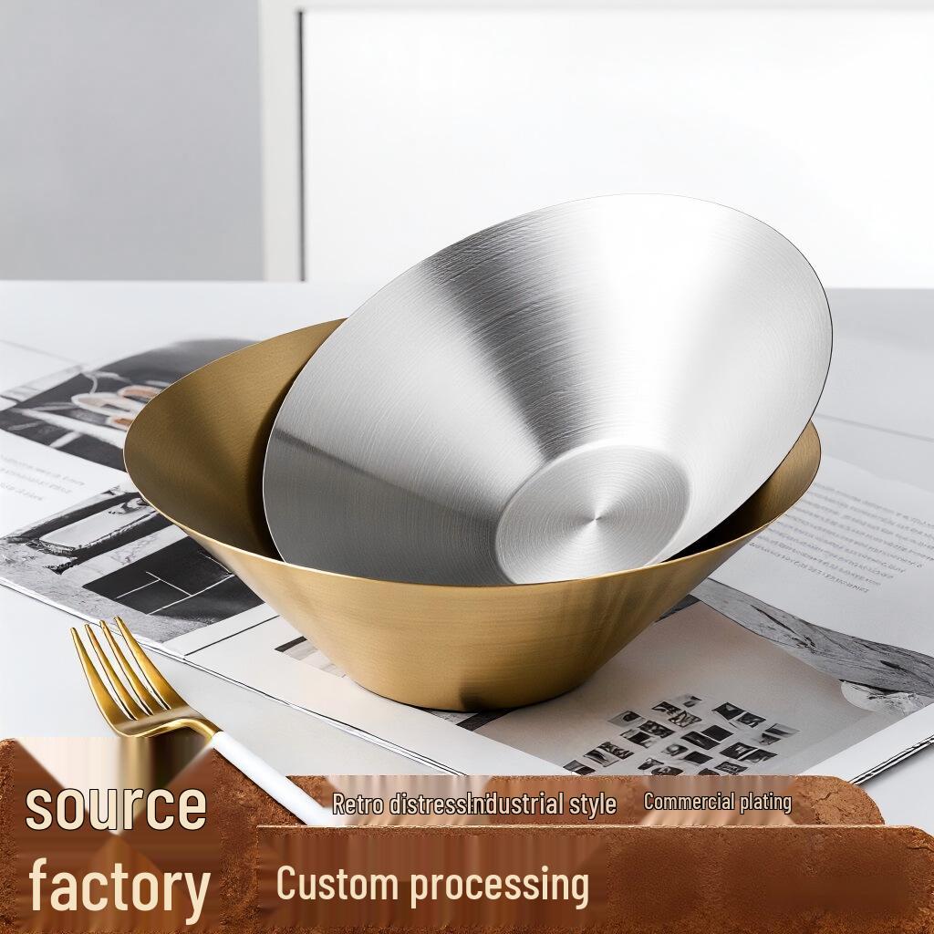 Retro Industrial Style 304 Stainless Steel Serving Bowl for Restaurant and Bar