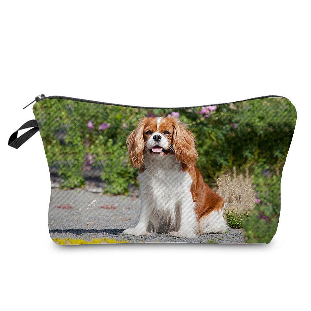 Women Dog Print Cosmetic Bag Toiletries Organize Travel Storage Case 6873