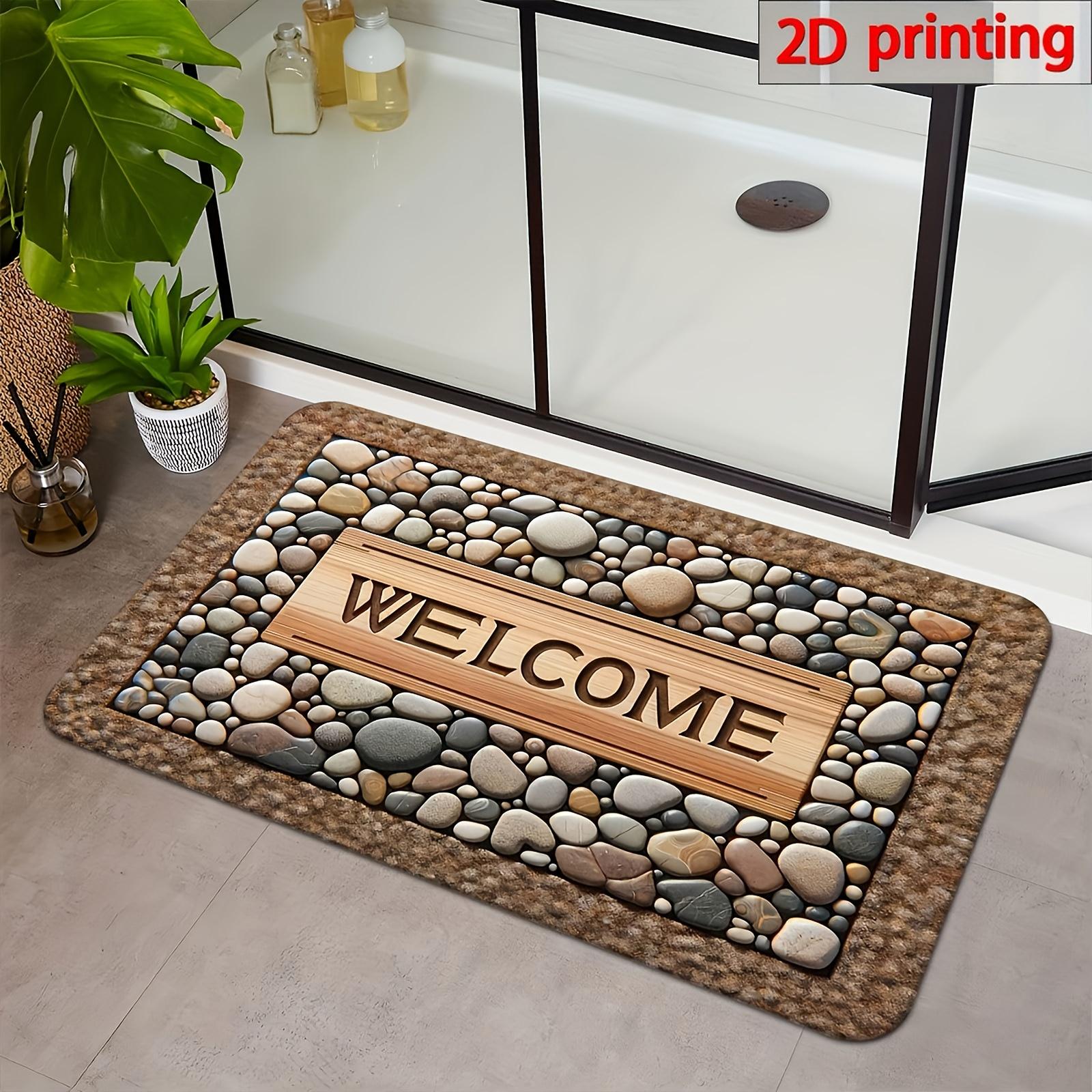 

1pc Welcome Home Non-Slip Door Mat - Durable, Machine Washable Mat with Stone Pattern & Wood Texture Design - Perfect for Farmhouse Decor, All-Season 40x60cm/15.75x23.62in