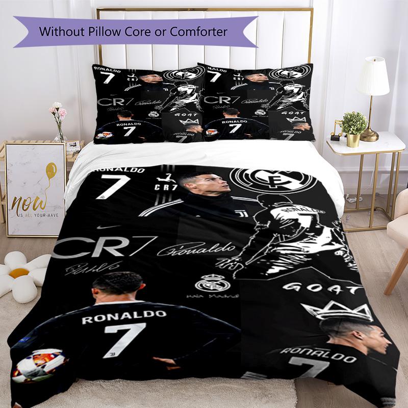 Ronaldo's Cristiano Ronaldo's Journey Bedding Set, Breathable Duvet Cover with Pillowcases, Soft Bed Linen for Bedroom Home Decoration, Perfect Festiv