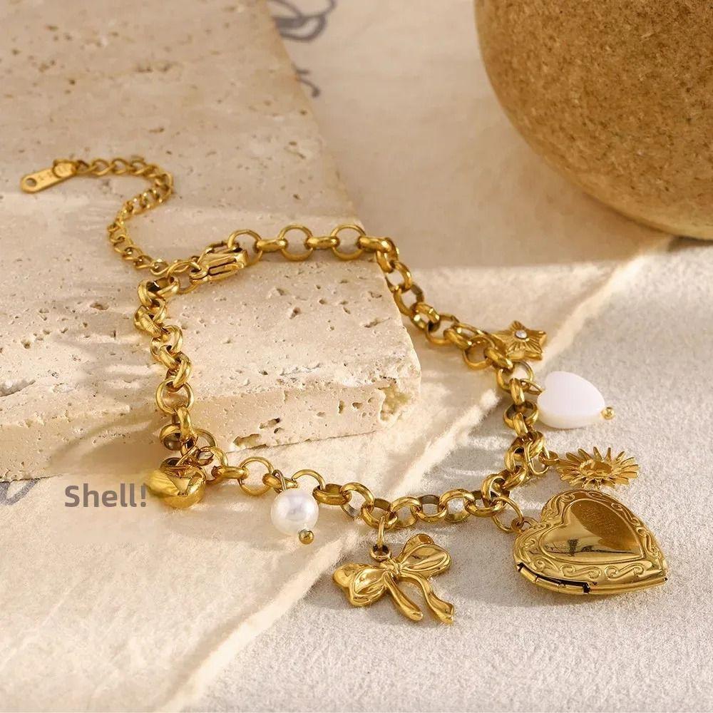 Star Smooth Love Pendant Bracelet Pearl Photos Heart Hand Chain  Hand Accessory