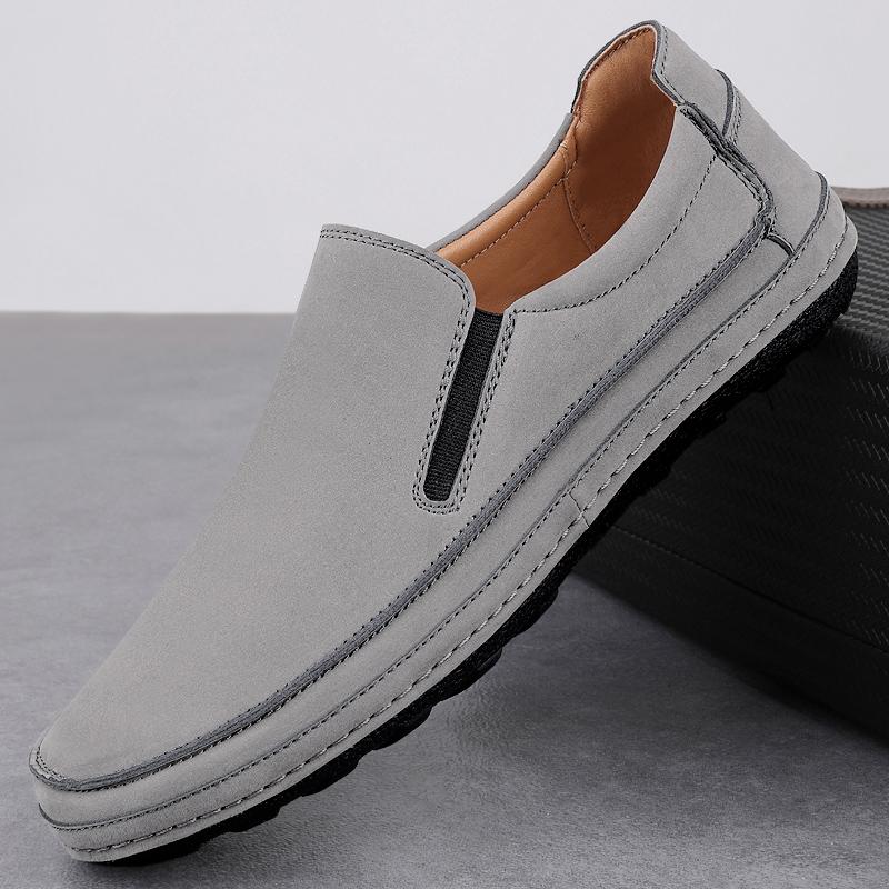Fashion Fashionable Spring Men's Frosted Leather Comfortable Round Toe Casual Loafers High Quality Men Breathable Outdoor Driving Shoes