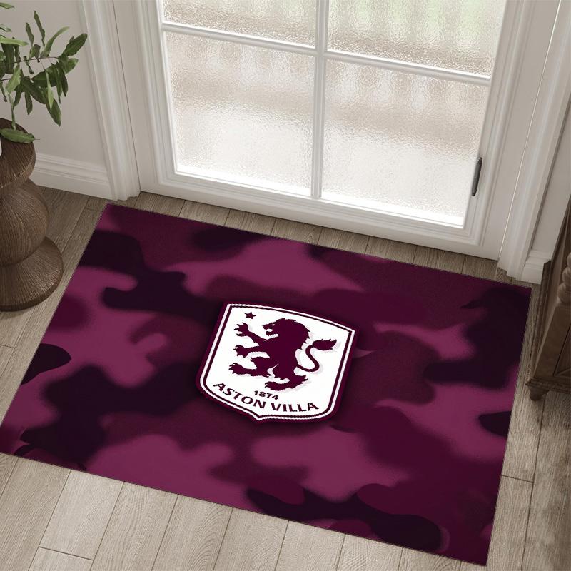 Aston Villa Football Design Crystal Velvet Carpet Cozy Non?Slip Printed Rug For Bedroom Living Room Entrance