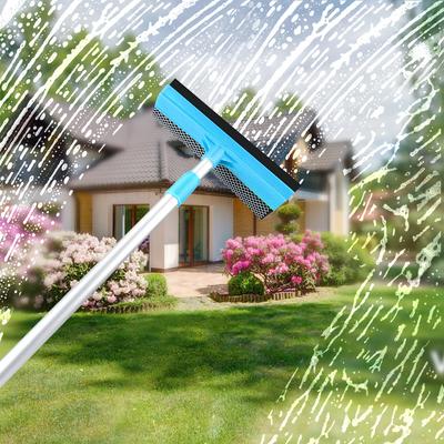 Teleskopstange, Multifunktions-2-in-1-Abzieher, Schwamm, verstellbarer Glas-/Fensterreiniger, Reinigungsbürste, Fensterglasreiniger, Wischer, Haushaltsreinigungswerkzeuge