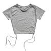 Sexy Drawstring Tie Bare Midriff Slim Tank Top Women Short Sleeves Bottoming Crop Tops Camisetas Mujer