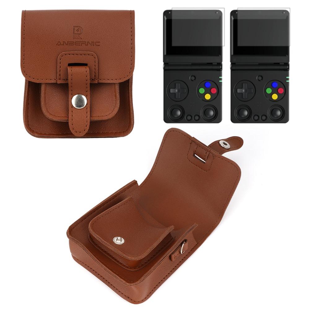 For Anbernic RG34XXSP Handheld Carrying Bag PU Leather Game Console Storage Case For Anbernic RG34XXSP Console Protective Bags
