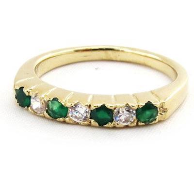 Gold Plated Wedding Ring 'For Life' Emerald White - 3 Mm
