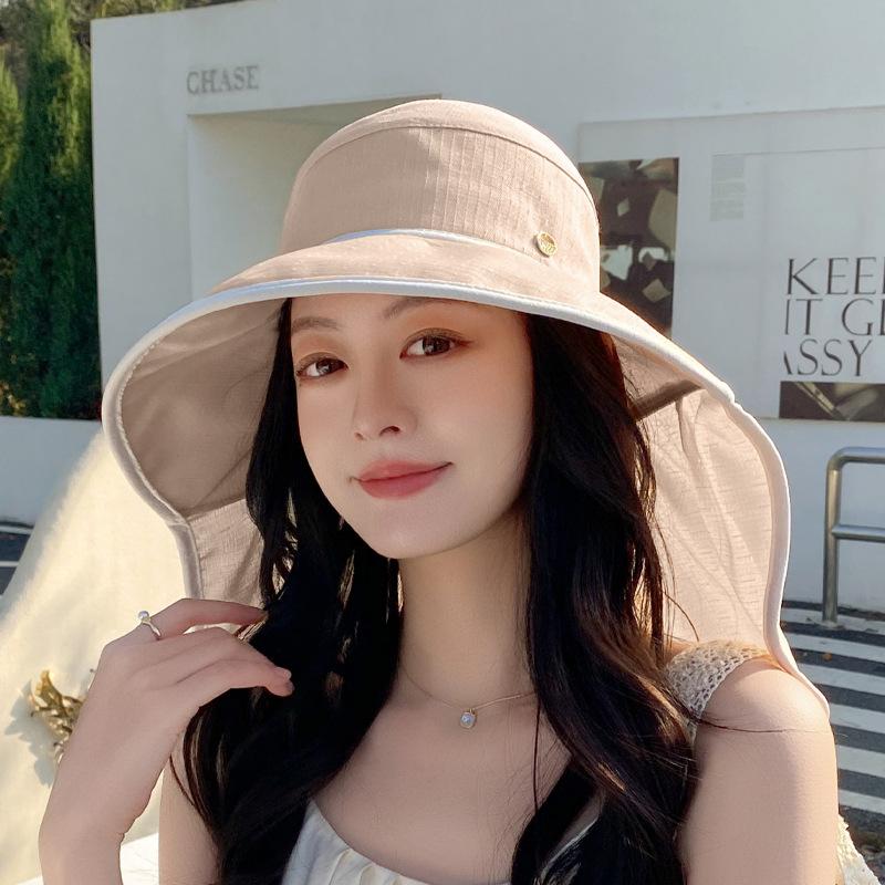 Big Eaves Hat Children Summer Outdoor Fashion Fisherman Hat with Ponytail Hole Sun Protection Hat Shawl Neck Protection Sun Hat