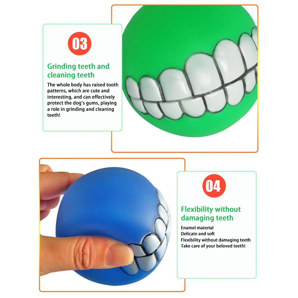 1/3/10pcs Rubber Dog Teeth Ball Toys Squeaky Cleaning Tooth Dog Chew Toy Colorful Funny Pet Toy With Smile Pattern Pet Products
