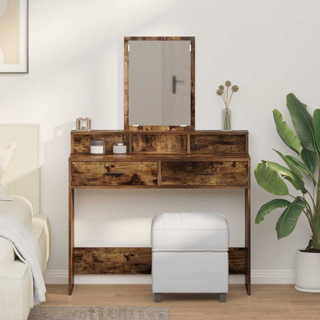 Makeup Table Smoked Oak 100 x 41 x 140 cm Engineered Wood