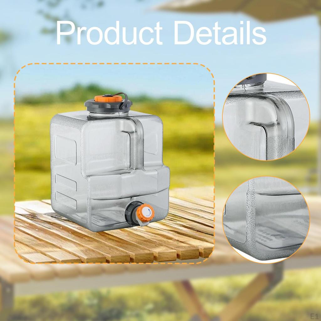 Water Container with Faucet Barrel Portable Side Handle Tank Bucket for Camping Barbecue