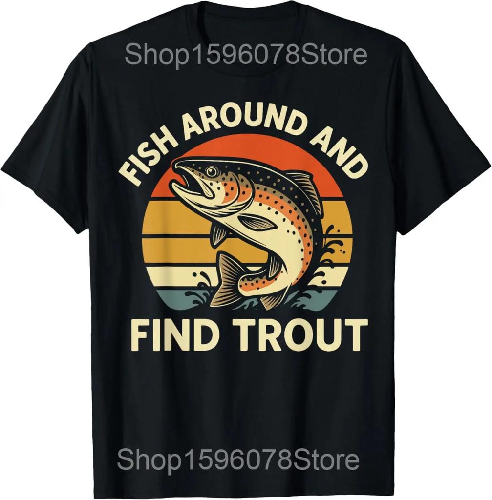Trout Fly Fishing Outdoor Forest Nature Wildlife Fisherman Graphic T Shirts Men Humor Tee Short Sleeve Unisex Loose Clothing