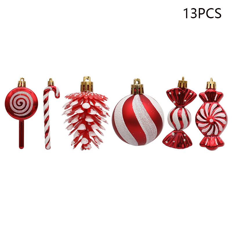 

13Pcs/Set Pine Cone Candy Round Ball Christmas Tree Decor Festival Xmas Hanging Ornament A