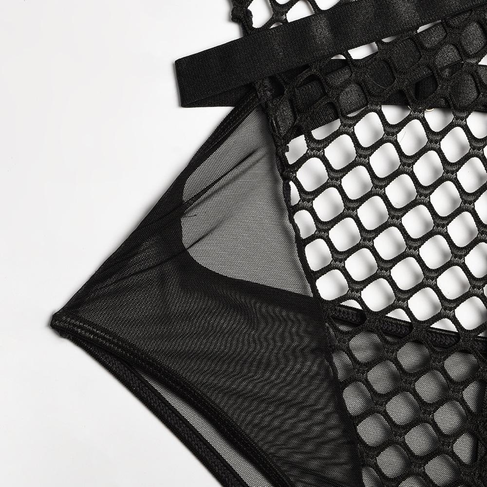 Aduloty Lingerie Sexy en maille creuse pour femmes, body à bretelles, col licou, été, mode fine, tentation, sous-vêtements érotiques