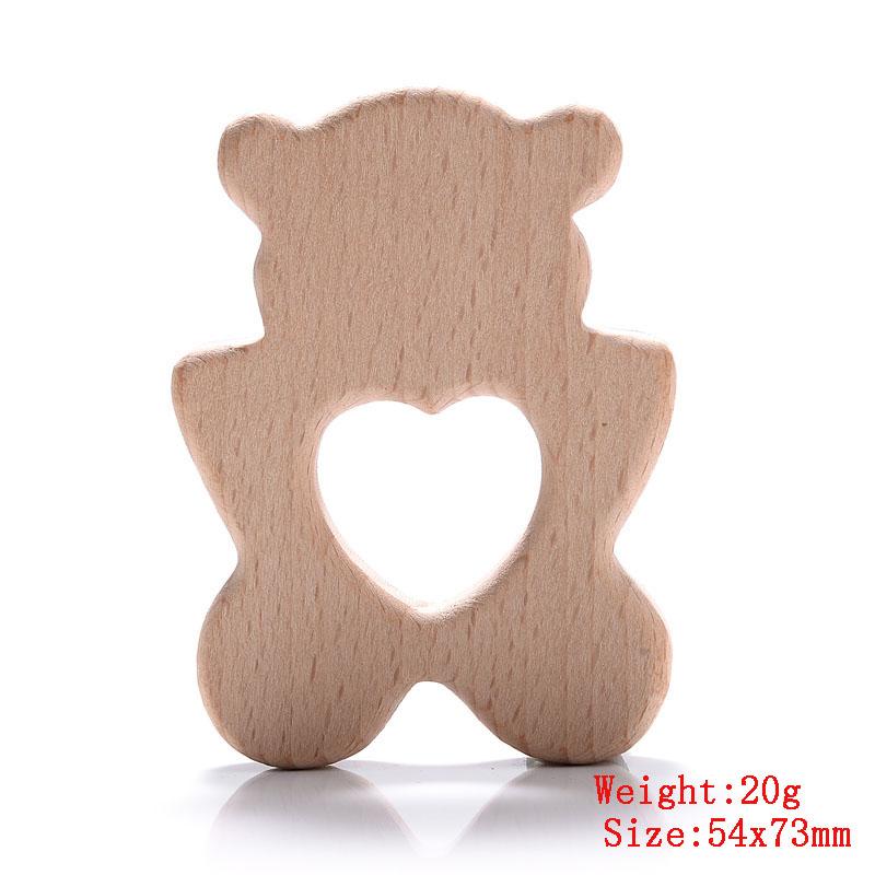 5Pcs/Lot Baby Pacifier Chain Chew Accessories Animal Shape Natural Beech Teething Wooden Teether Pendant Accessories