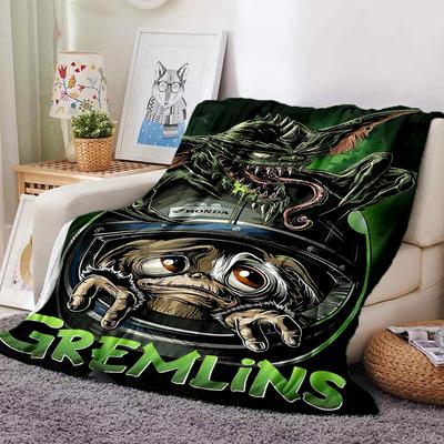 1pc Gremlins Motorcycle Throw Blanket Soft Flannel, Cozy All Season Polyester Perfect for Home, Office