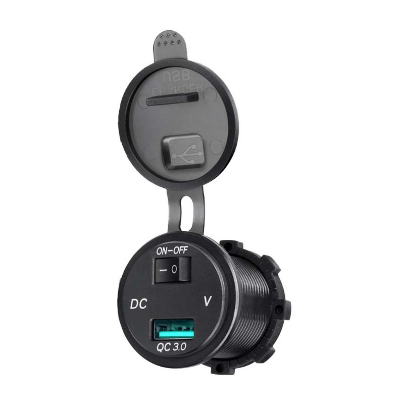Quick Charge 3.0 USB Car Charger Socket LED Voltmeter Switch For Car Marine ATV