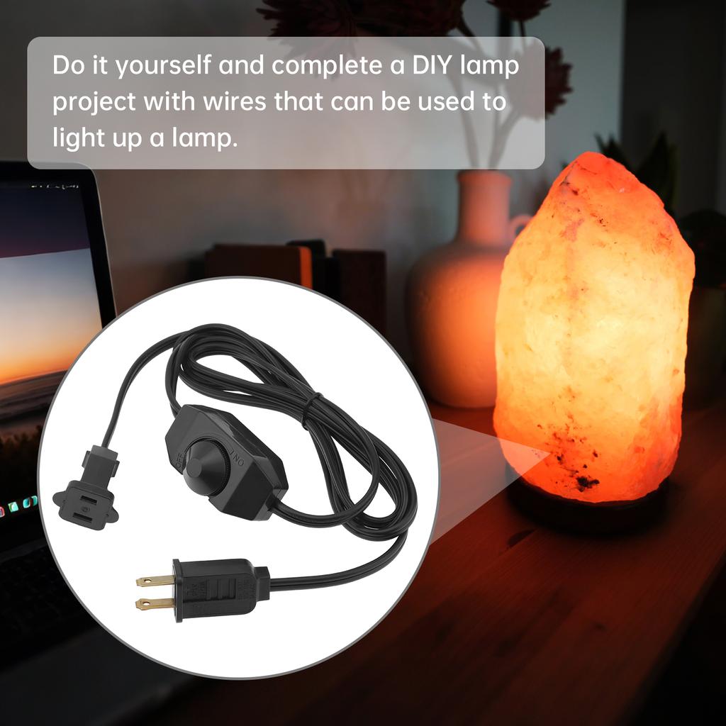 1.8M 5.9ft Plug In Lamp Dimmer Switch Extension Cord Rotary Control Heavy Duty 220V Incandescent Dimmable Lights