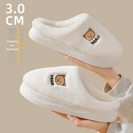 Winter 2023 Women's Plush Cotton Slippers: Cozy Velvet-Lined, Thick-Soled Comfort for Indoors