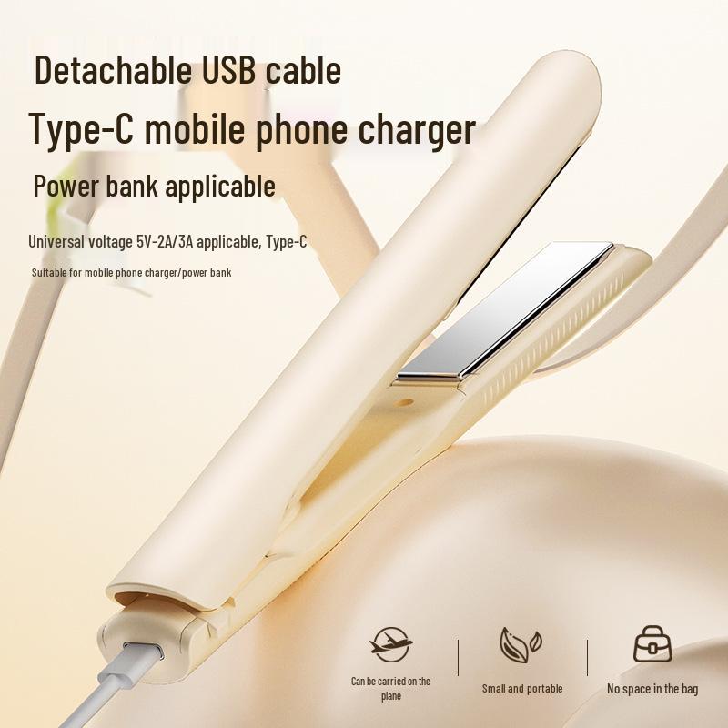 Dual-Use Mini Wireless USB Hair Straightener & Curler