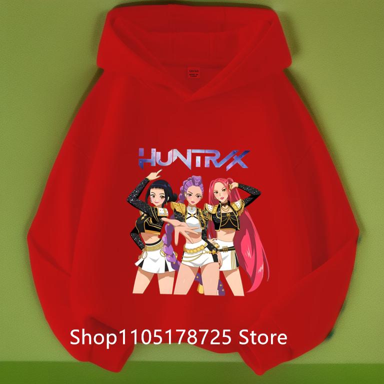 

Fashionable and cute KPop demon hunter girl boy autumn and winter casual sports hoodie winter pullover 160
