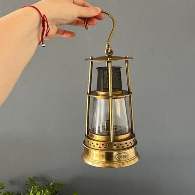 Glass and Oil Brass Pendant Lamp, 25.4cm