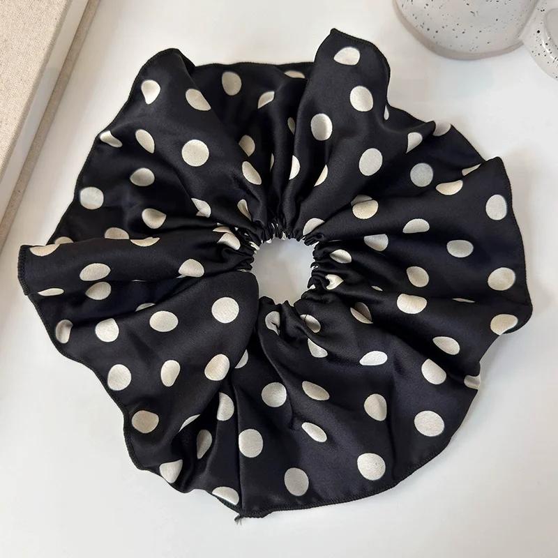 

Ретро Французский Черный Белый Горошек Сатин Кружево Ободки для Волос Туба Женские Нежный Темперамент Веревка для Волос Женская Мода Вечеринка Резинки для Волос