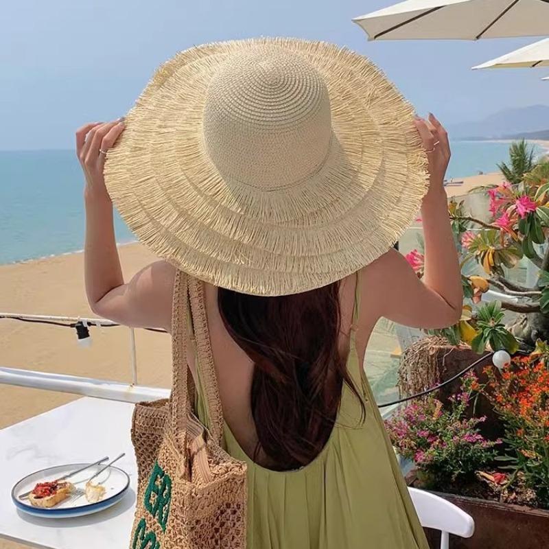 Wind Spring Summer New Vacation Big Brim Beach Hat Foldable Sun Protection Sunshade Seaside Straw Hat Sun Hat