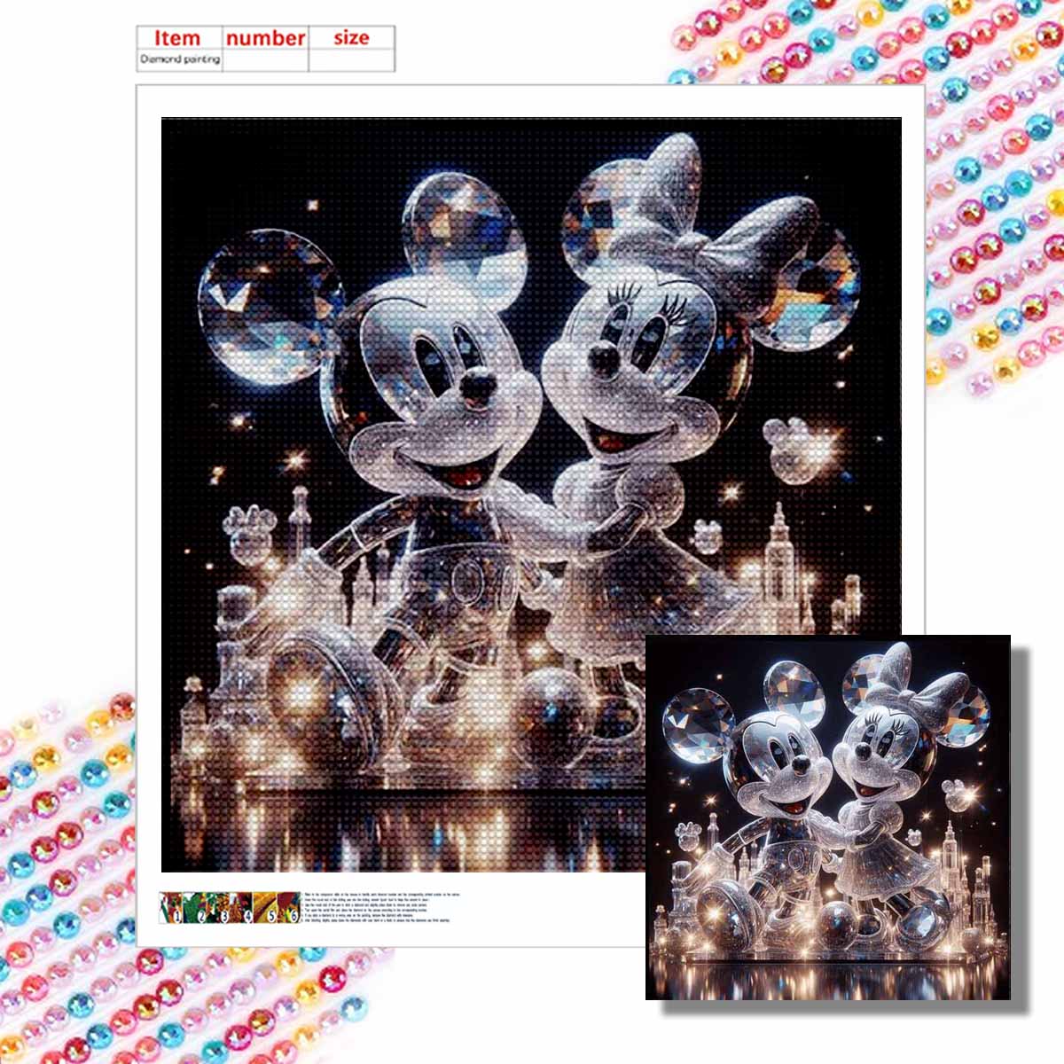 

Полная круглая алмазная живопись Прозрачный Микки Арт Стразы Картина Мозаика Сделай сам 5D Вышивка крестом Домашнее украшение Round 30x30cm