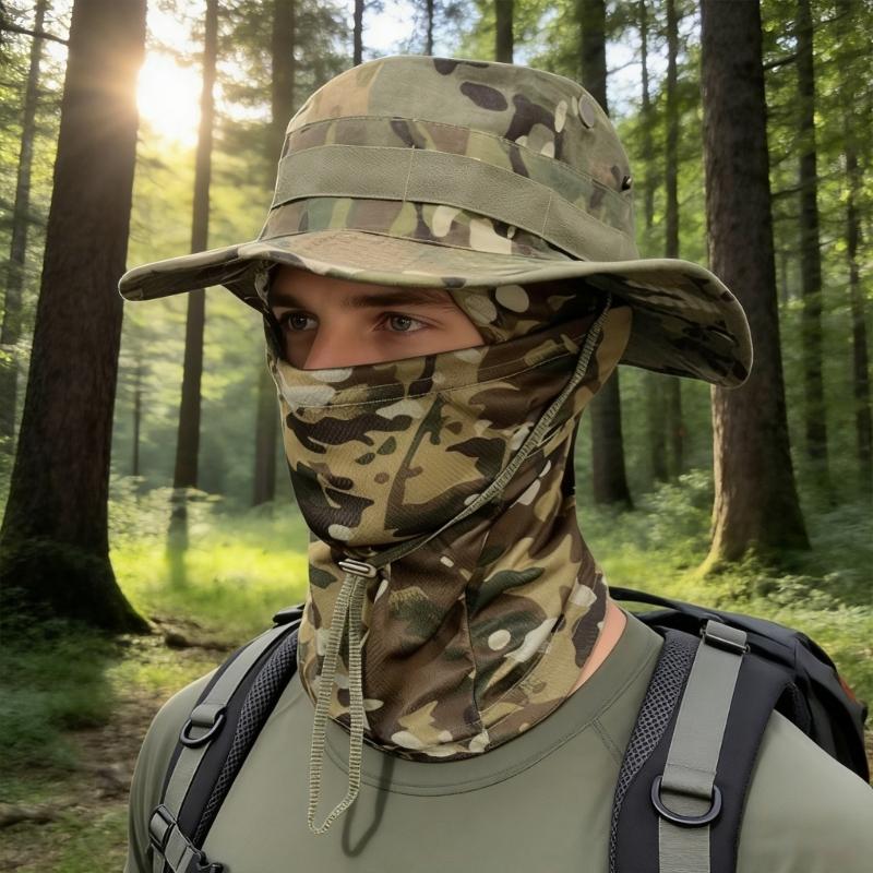 Multipurpose Unisex Sun Hat Boonie Hat Mask With Full Coveraged Against Harsh Weather During Long Excursions