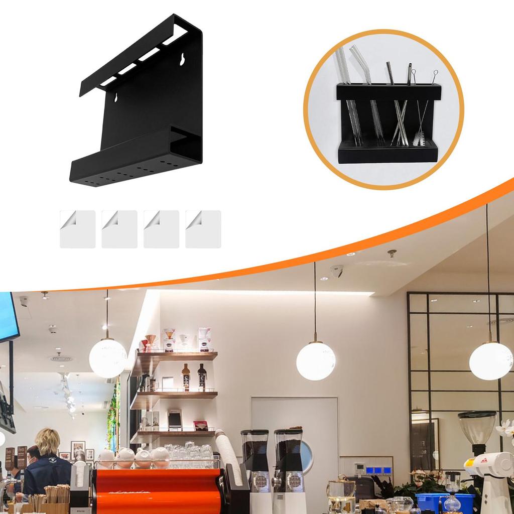 Straw Holder Kitchen Accessories Cabinet Door Mounted Easy to Install Drinking
