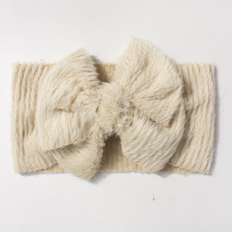New baby plush headband, cute bow wide-brimmed children's headscarf, warm baby hair accessories in autumn and winter
