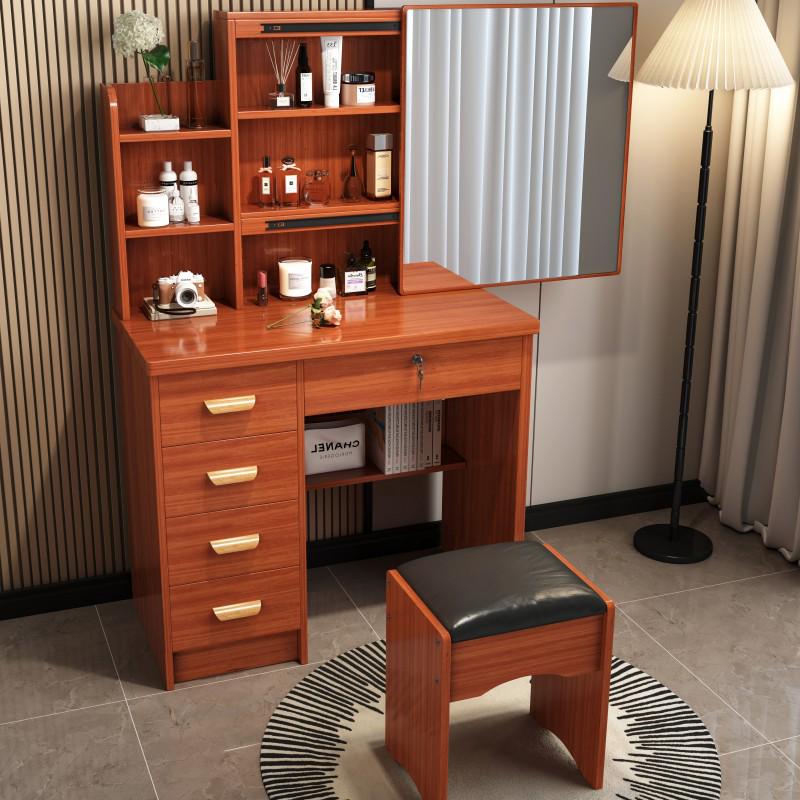 Compact Modern Makeup Dressing Table with Sliding Mirror and Integrated Storage
