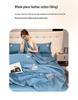 Embroidery Ice Silk Summer Quilt Set, Machine Washable, Luxury Bedding, Solid Color, Home Gift