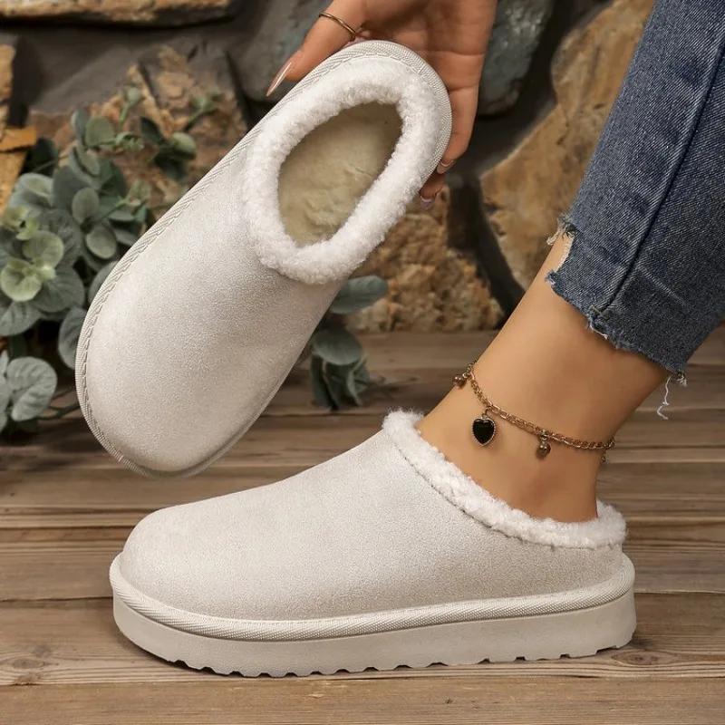 Women Fluffy Slippers Winter Boots Indoor Thick Sole Women Shoes Anti-Slip  Warm Unisex Slippers Cotton Slides Women