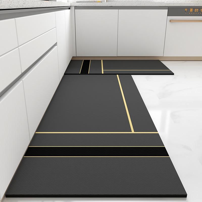Oil-proof Non-Slip PVC Floor Mat, Easy-to-clean Carpet, Home Decoration, Long Leather Rug, Dirt-resistant Foot Mats, Kitchen