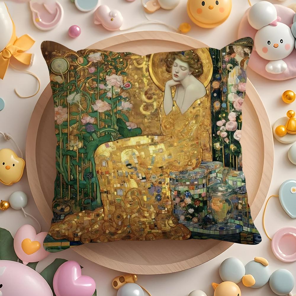 Gustav Klimt Obraz Olejny Poszewka na Poduszkę Krótki Plusz Dwustronny Nadruk Domowy Można Prać w Pralki w Ciepłą Zimę Poszewka na Poduszkę