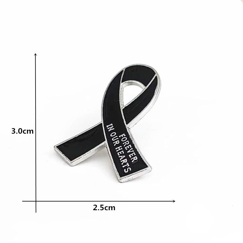Black Ribbon Memorial Brooch Clothing Lapel Pin Alloy Black Mourning Suit Badge Fashion Accessories Party Jewelry Gift