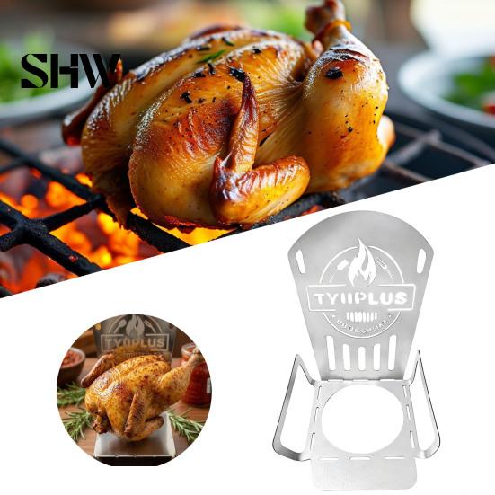 Outdoor Camping Barbecue Accessory Metal Chicken Roaster Rack, Heavy Duty Vertical Poultry Stand, Can Grilling Tool for Whole Placement Rack