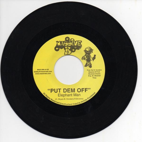 

7-дюймовая пластинка ELEPHANT MAN - Put Dem Off/ Bang Bang MAS266 Massive B US Регги, Ска и Даб Б/У