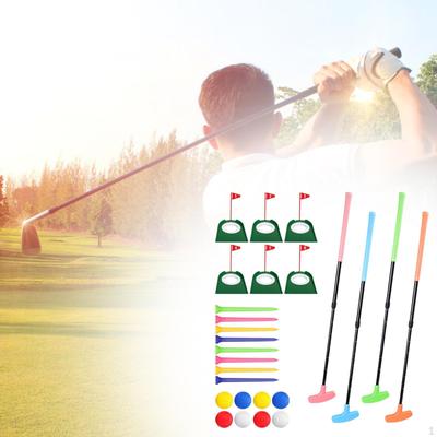 Rozkładany kij golfowy z regulowaną długością, przenośny przyrząd do ćwiczenia puttingu z piłkami, tee i