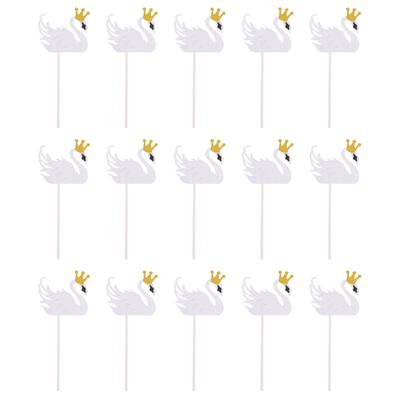 15 Stück Kuchendekoration Hinzufügen- Schwan Topper Geburtstag Hübsche Cupcake Ornamente Dessert Papierpicker