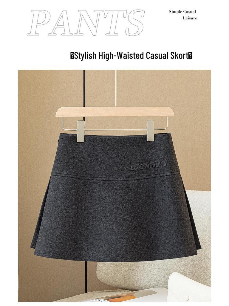 2025 Autumn/Winter High Waist Stretch Woolen Skirt Shorts for Adults
