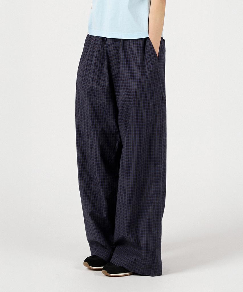 Hollideibijiteo Everyday Wide Pants - Blue Check
