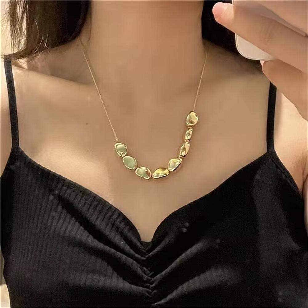Vintage Silver-plate Geometric Exaggerated Artificial Pearl Chain Necklace For Women Female Fashion Boho Y2K Girl Jewelry Gift