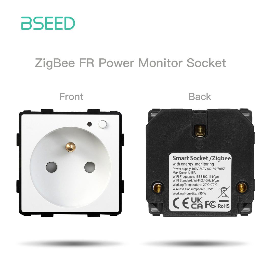 BSEED Zigbee 1/2/3Gang Smart Touch Switches Normal French Wall Sockets Type-c USB Function Parts Glass Panels DIY Combination